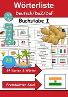 Vorschau - Mal- und Bastelvorlagen - Wörterliste Buchstabe I - DaZ/DaF, Deutsch (Grundschule) Kartenspiel - Deckblatt