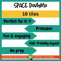 Vista previa - Juegos / Gamificación - Space domino | No prep | Printable ESL Science Game for K-2 - página 1