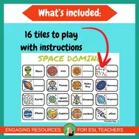 Vista previa - Juegos / Gamificación - Space domino | No prep | Printable ESL Science Game for K-2 - página 2