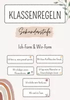 Vorschau - Poster - Klassenregeln Sekundarstufe Ich- & Wir- Form Beige Design - Deckblatt