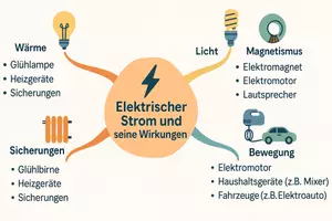 Vorschau - Arbeitsblätter - Lernposter + AB mit Fragen zum Thema "Elektrischer Strom und seine Wirkungen" + Lösungsblatt + Mindmap - Seite 2