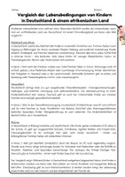 Vorschau - Arbeitsblätter - Vergleich der Lebensbedingungen von Kindern in Deutschland & einem afrikanischen Land - Deckblatt
