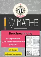 Vorschau - Spiele - Escape Room Bruchrechnung Brüche üben & wiederholen (Klasse 6/ 7) – Mit Lösungen | Die verschwundenen Brüche - Deckblatt