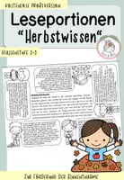 Vorschau - Arbeitsblätter - Leseportionen - "Herbstwissen" I Kl. 3+4 - Deckblatt