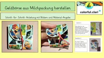 Vorschau - Mal- und Bastelvorlagen - Geldbörse aus Milchpackung herstellen - Deckblatt