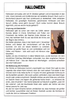 Vorschau - Arbeitsblätter - Halloween (Sachtext mit Aufgaben) - Seite 1
