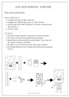 Vorschau - Stundenentwürfe - Zick Zack Monster – Fertige Kunststunde | Monster Kunst | Monster Kunstunterricht | Kunst Vertretung Grundschule | lustige Monster | Kunstidee lustige Monster - Seite 1