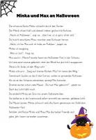 Vorschau - Arbeitsblätter - Halloween Leseverstehen | Minka & Max zu Halloween | Lesetext mit Aufgaben, Fragen & Lösungen - Seite 1