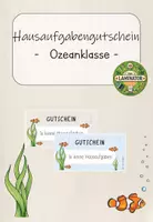 Vorschau - Bildkarten - Ozeanklasse: Hausaufgabengutschein (Kl.1-4) - Deckblatt