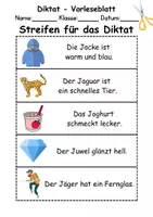 Vorschau - Test - GRATIS - Diktat Thema Buchstabe J - DaZ/DaF, Deutsch (Klasse 1 bis 4) - Seite 1