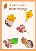 Vorschau - Mal- und Bastelvorlagen - Fensterdeko Herbst Eichhörnchen und Igel - Deckblatt