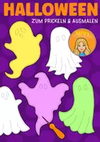 Vorschau - Mal- und Bastelvorlagen - Geister zum Ausmalen & Prickeln - Prickelbilder für Halloween - Deckblatt