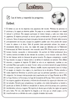 Vista previa - Hojas de trabajo - Comprensión lectora – fútbol + soluciones - página 1