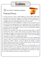 Vista previa - Hojas de trabajo - Comprensión lectora – Francisco Franco + soluciones - página 1