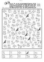 Vorschau - Arbeitsblätter - Tiere Suchbilder: Zählen, Ausmalen, Lesen (Ab Klasse 1/DaZ) - Seite 1