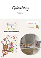 Vorschau - Bildkarten - Geburtstag - Schilder / Aufsteller mit Gutschein für das Geburtstagskind (beige, blau) - Deckblatt