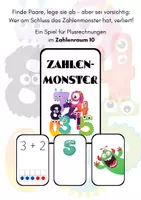 Vorschau - Spiele - Zahlenmonster - Spiel zum Plusrechnen Im Zahlenraum 10 - Deckblatt