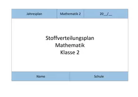 Vorschau - Stundenentwürfe - Jahresplan Stoffverteilungsplan: Mathematik (Klasse 2, Bayern) - Seite 1