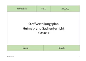 Vorschau - Stundenentwürfe - Jahresplan Stoffverteilungsplan: Sachunterricht/ HSU (Klasse 1, Bayern) - Seite 1