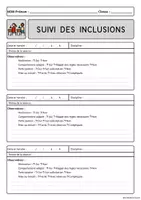 Aperçu - Outils du professeur - Tableau de suivi des inclusions - Page 1
