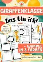 Vorschau - Mal- und Bastelvorlagen - Giraffenklasse - Das bin ich (Schulstart) - Deckblatt