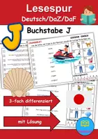 Vorschau - Spiele - Lesespur / Leserätsel Thema Buchstabe J - DaZ/DaF, Deutsch - Deckblatt