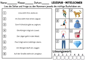 Vorschau - Spiele - Lesespur / Leserätsel Thema Buchstabe J - DaZ/DaF, Deutsch - Seite 2