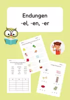 Vorschau - Arbeitsblätter - Endungen -el, -en, -er - Deckblatt
