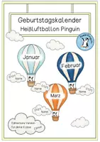 Vorschau - Anderer Materialtyp - Geburtstagskalender Heißluftballon Pinguinklasse - Deckblatt