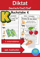 Vorschau - Test - GRATIS - Diktat Thema Buchstabe K - DaZ/DaF, Deutsch (Klasse 1 bis 4) - Deckblatt