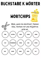 Vorschau - Arbeitsblätter - Wortarten Chips Buchstabe K - DaZ/DaF, Deutsch (Nomen, Verben, Adjektive) - Seite 2