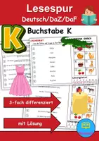 Vorschau - Spiele - Lesespur / Leserätsel Thema Buchstabe K - DaZ/DaF, Deutsch - Deckblatt