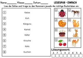 Vorschau - Spiele - Lesespur / Leserätsel Thema Buchstabe K - DaZ/DaF, Deutsch - Seite 1