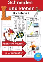 Vorschau - Mal- und Bastelvorlagen - Ausschneiden und kleben Buchstabe L - Wortschatz basteln Feinmotorik (Grundschule) - Deckblatt