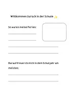Vorschau - Arbeitsblätter - Willkommen zurück in der Schule - Deckblatt