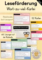 Vorschau - Fördermaterial/Inklusion - Leseförderung: Wort-zu-viel-Kartei - 52 Karten - Deckblatt