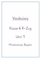 Vorschau - Arbeitsblätter - Vokabeln, Blue Line 2, Unit 1 - Deckblatt