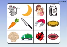 Vorschau - Spiele - Wortschatz Bingo - Buchstabe M (Klasse 1 und 2) - Seite 1