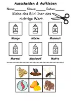 Vorschau - Mal- und Bastelvorlagen - Ausschneiden und kleben Buchstabe M - Wortschatz basteln Feinmotorik (Grundschule) - Seite 1