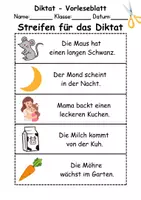 Vorschau - Test - GRATIS - Diktat Thema Buchstabe M - DaZ/DaF, Deutsch (Klasse 1 bis 4) - Seite 1
