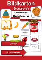 Vorschau - Spiele - Lesekarten/Bildkarten Buchstabe M einfach - DaZ/DaF, Deutsch (Grundschule) - Deckblatt