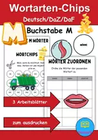 Vorschau - Arbeitsblätter - Wortarten Chips Buchstabe M - DaZ/DaF, Deutsch (Nomen, Verben, Adjektive) - Deckblatt