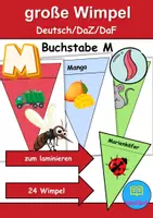 Vorschau - Spiele - Große Wimpel Buchstabe M - Für Girlande oder Kette (Deko) - DaZ/DaF, Deutsch (Wortschatz) - Deckblatt