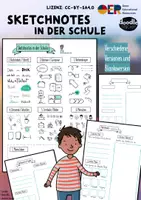Vorschau - Arbeitsblätter - Sketchnotes in der Schule - Übersicht und Übungen OER CC-BY-SA 4.0 - Deckblatt