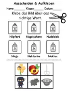 Vorschau - Arbeitsblätter - Ausschneiden und kleben Buchstabe N - Wortschatz basteln Feinmotorik (Grundschule) - Seite 1