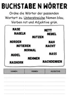 Vorschau - Lehrpläne/Lehrermaterial - Wortarten Buchstabe N - DaZ/DaF, Deutsch (Nomen, Verben, Adjektive) - Seite 3