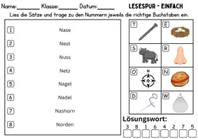 Vorschau - Spiele - Lesespur / Leserätsel Thema Buchstabe N - DaZ/DaF, Deutsch - Seite 1