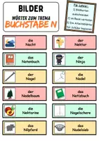 Vorschau - Mal- und Bastelvorlagen - Vokabelzettel/Bildkarten Thema Buchstabe N - DaZ/DaF, Deutsch (Wortschatz) - Seite 2