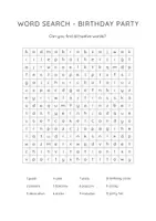 Vorschau - Arbeitsblätter - Birthday Party / Word Search / Suchsel / Englisch 3-5 - Seite 1