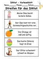 Vorschau - Test - GRATIS - Diktat Thema Buchstabe O - DaZ/DaF, Deutsch (Klasse 1 bis 4) - Seite 1